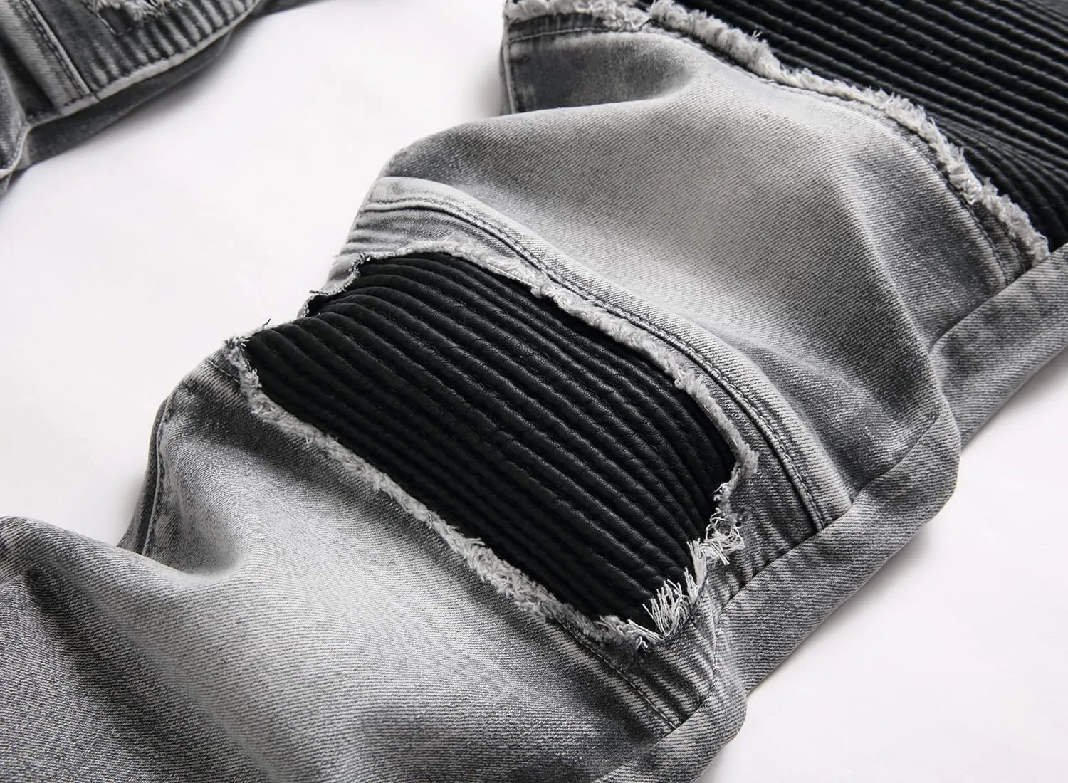 XIMXIMMTIAN Mens Slim Fit Jeans Stretch Ripped Biker Jeans for Men Fashion Straight Comfort Flex Waist Casual Denim Pants